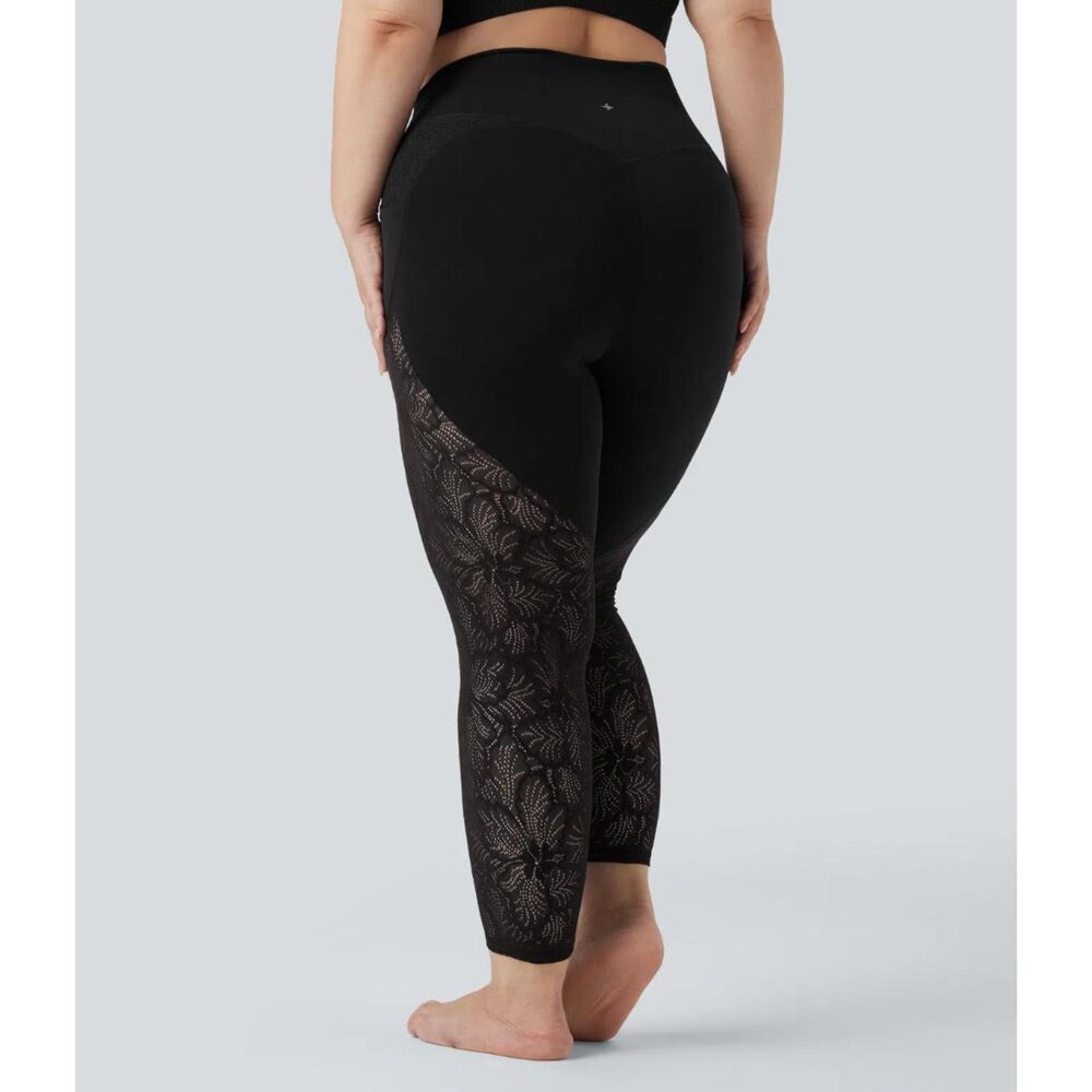 HALARA SoftlyZero High Waisted Crossover Contrast Lace 7/8 Yoga Leggings NWT! 3X - Picture 2 of 7